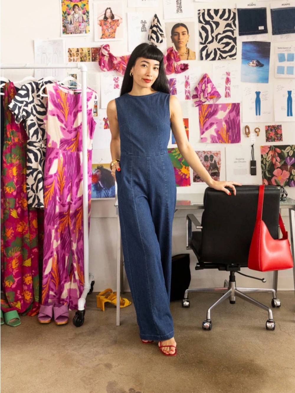 Mixed by Nasrin Boatneck Jumpsuit in Denim - Size M